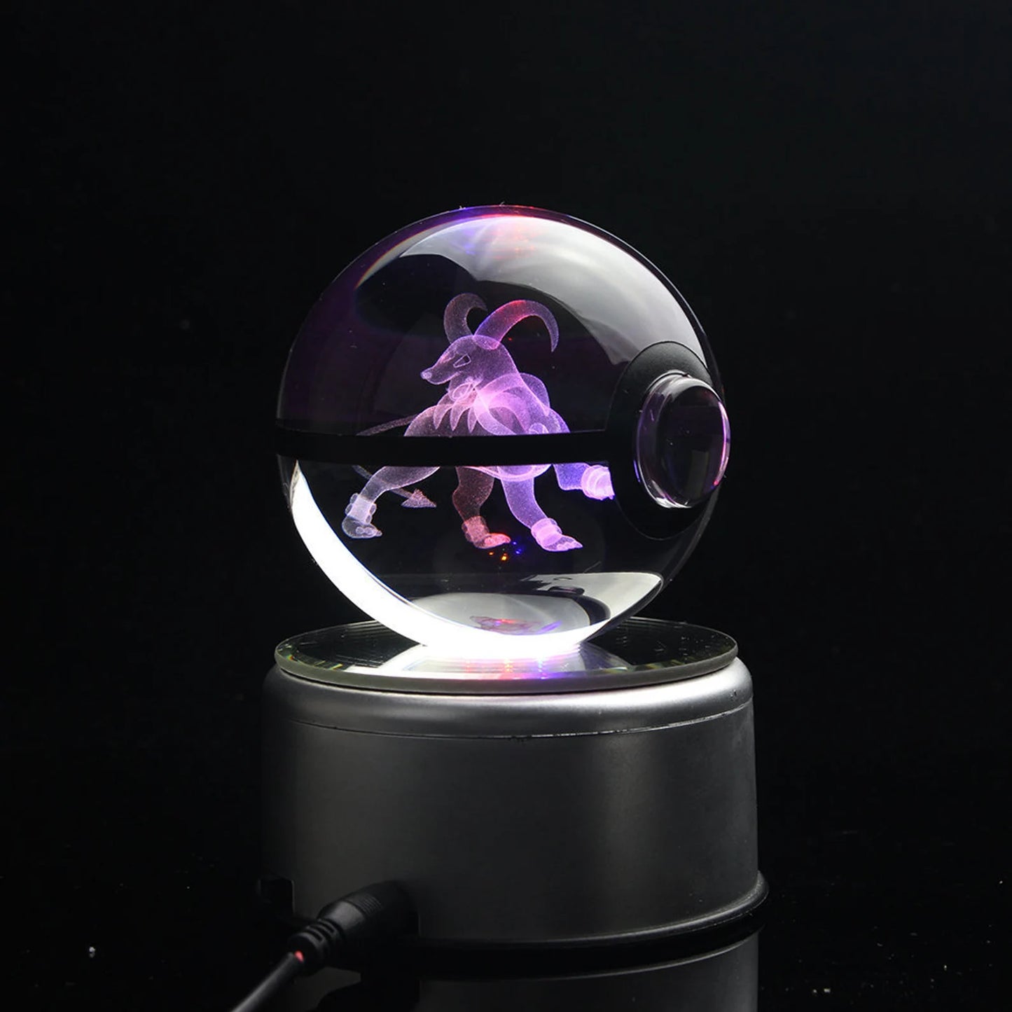 Houndoom Large Crystal Pokeball 3D Laser Engraving