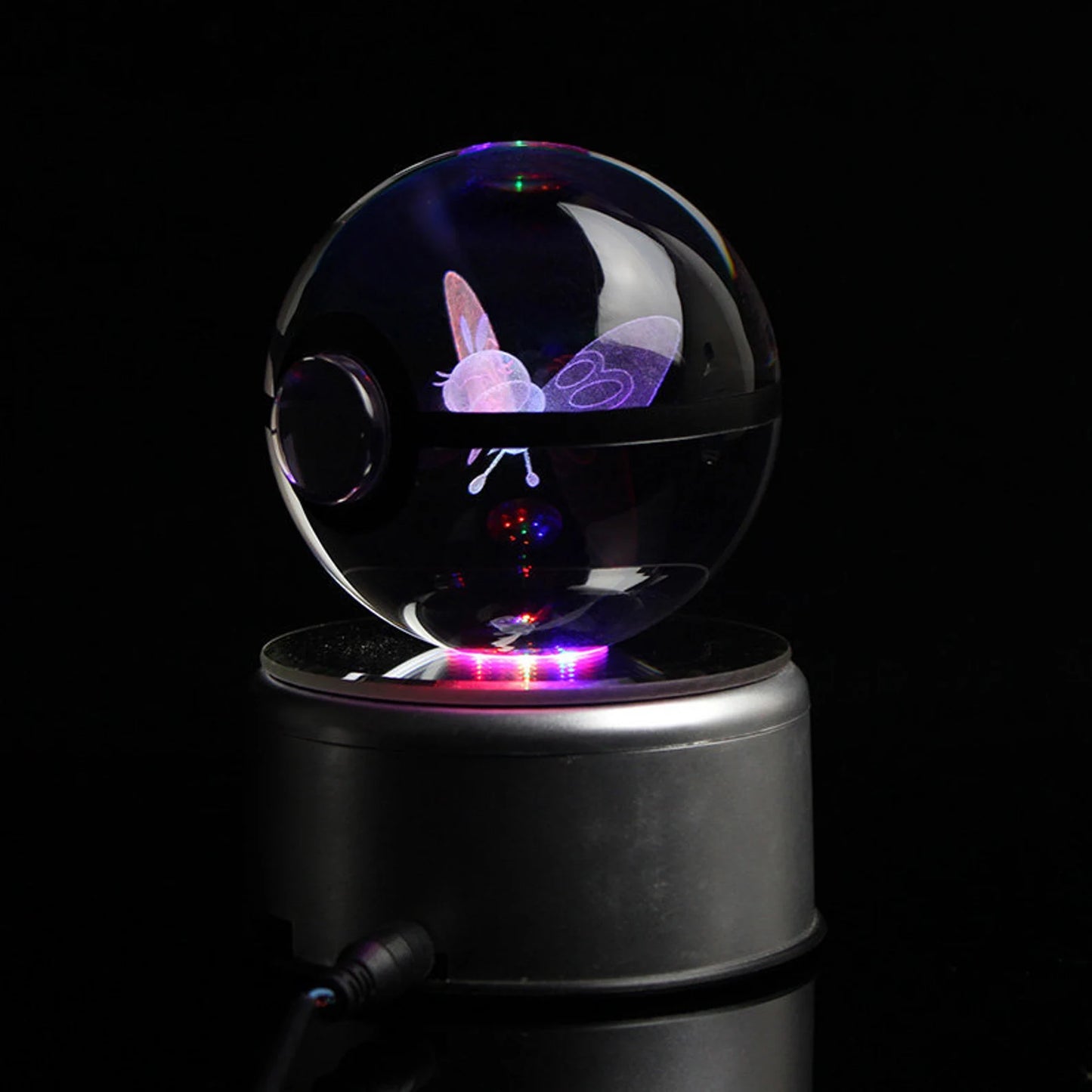Ribombee Large Crystal Pokeball 3D Laser Engraving