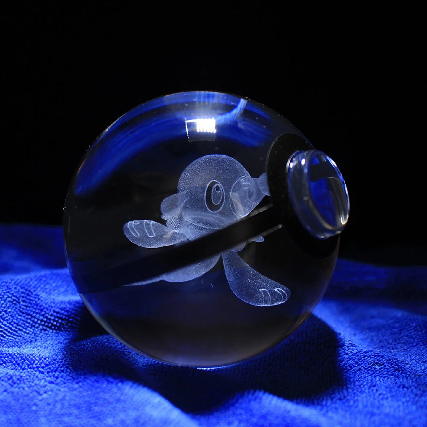 Popplio Large Crystal Pokeball 3D Laser Engraving
