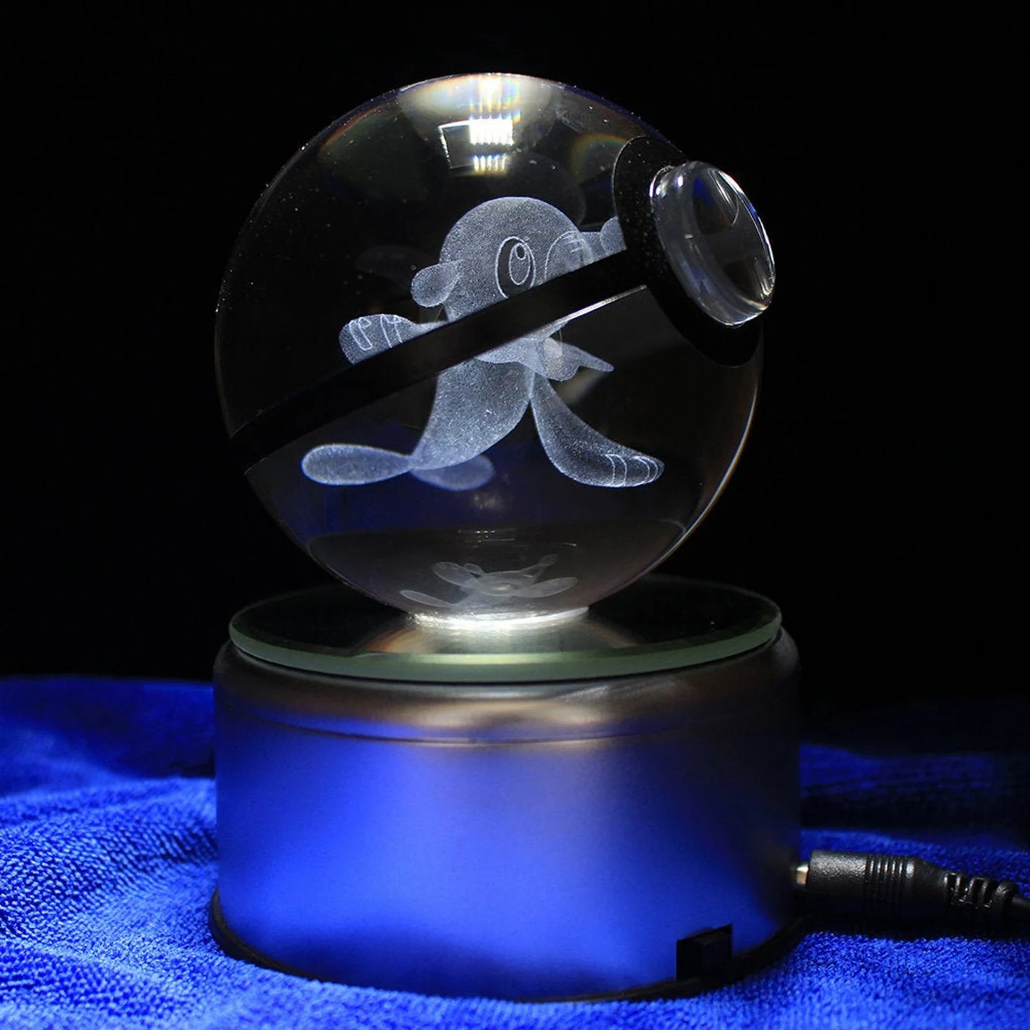 Popplio Large Crystal Pokeball 3D Laser Engraving