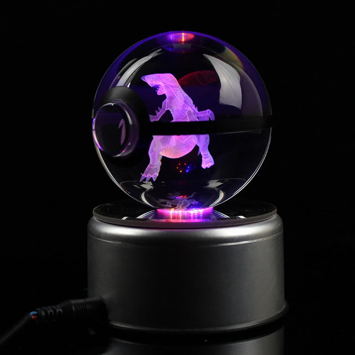 Garchomp Large Crystal Pokeball 3D Laser Engraving