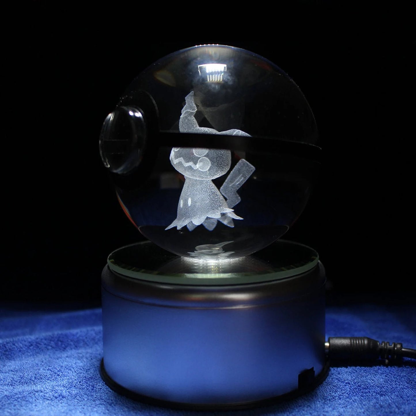 Mimikyu Large Crystal Pokeball 3D Laser Engraving
