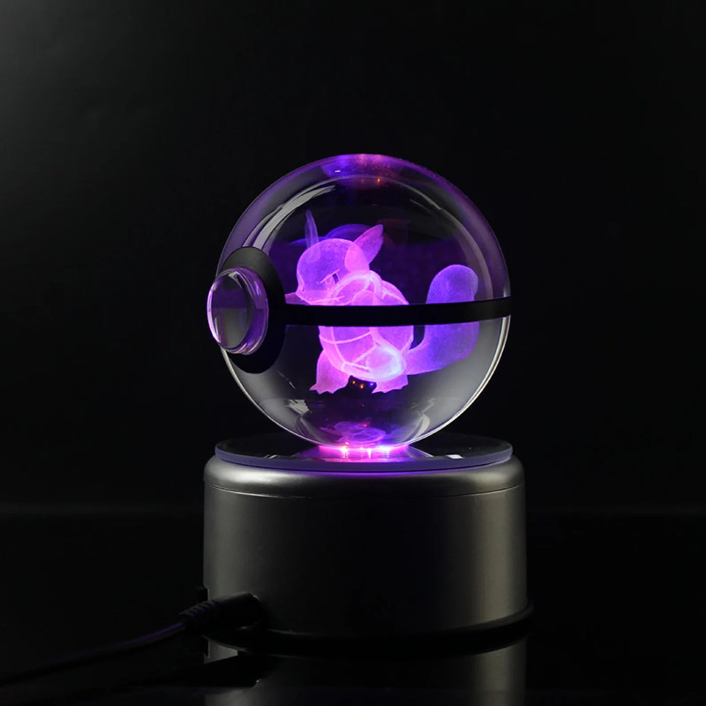 Wartortle Large Crystal Pokeball 3D Laser Engraving