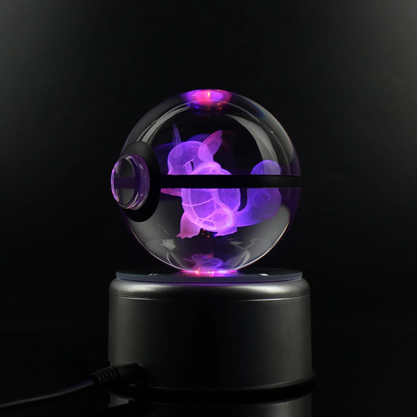 Wartortle Large Crystal Pokeball 3D Laser Engraving
