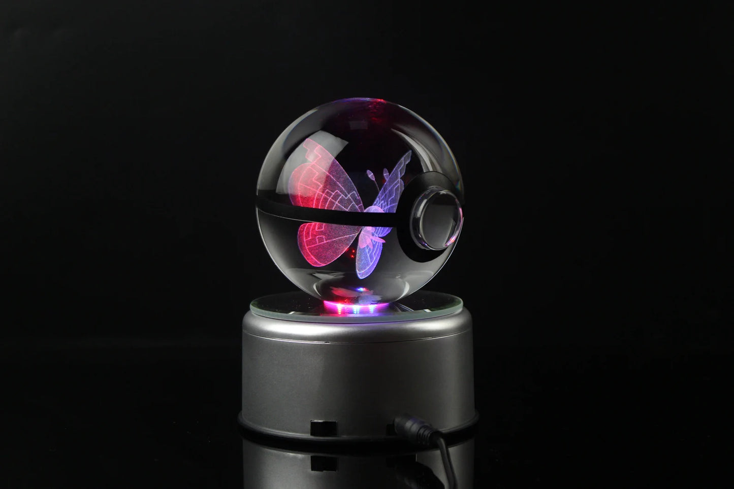 Vivillon Large Crystal Pokeball 3D Laser Engraving