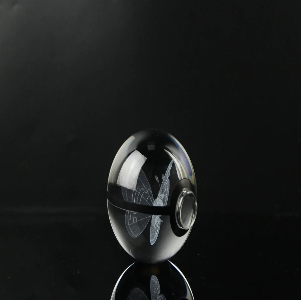 Vivillon Large Crystal Pokeball 3D Laser Engraving