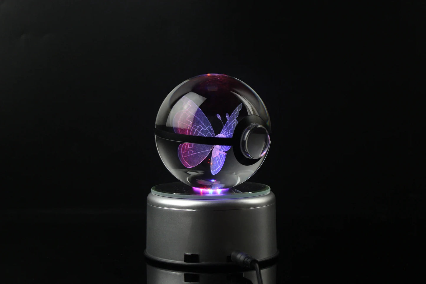 Vivillon Large Crystal Pokeball 3D Laser Engraving