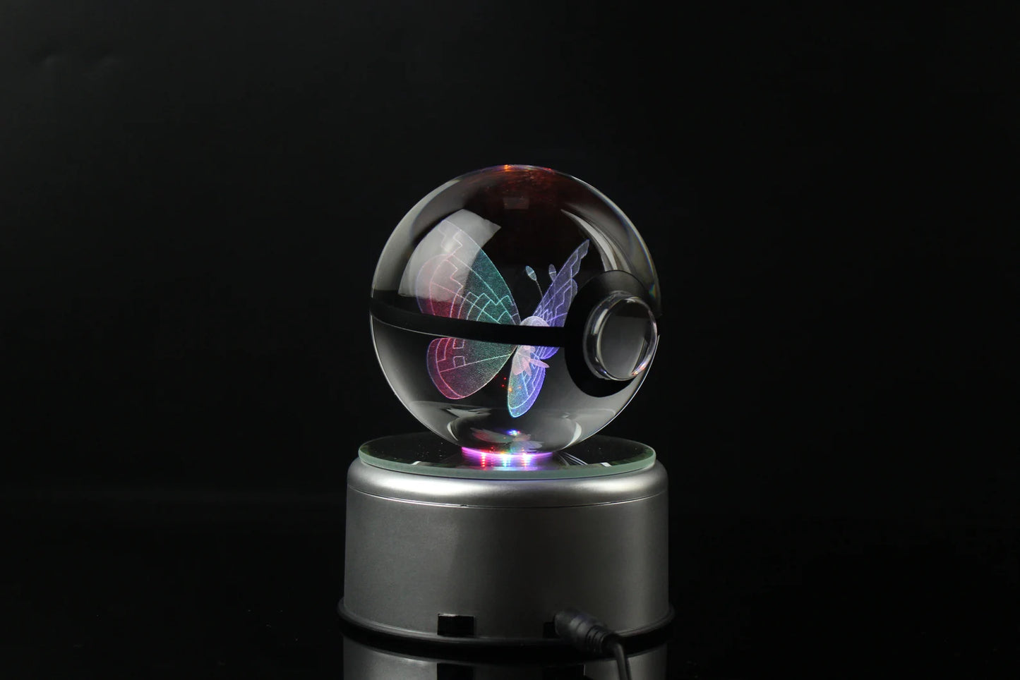 Vivillon Large Crystal Pokeball 3D Laser Engraving