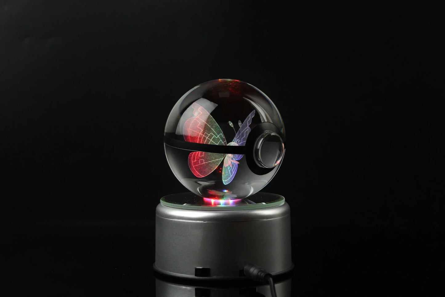 Vivillon Large Crystal Pokeball 3D Laser Engraving