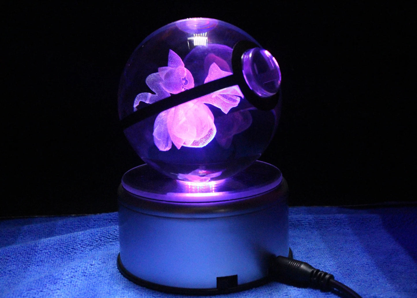 Banette Large Crystal Pokeball 3D Laser Engraving