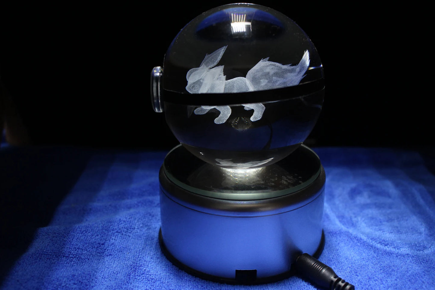 Flareon Large Crystal Pokeball 3D Laser Engraving