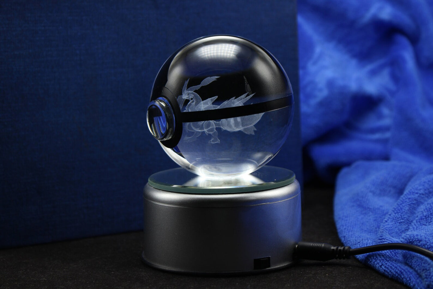 Kyurem Large Crystal Pokeball 3D Laser Engraving