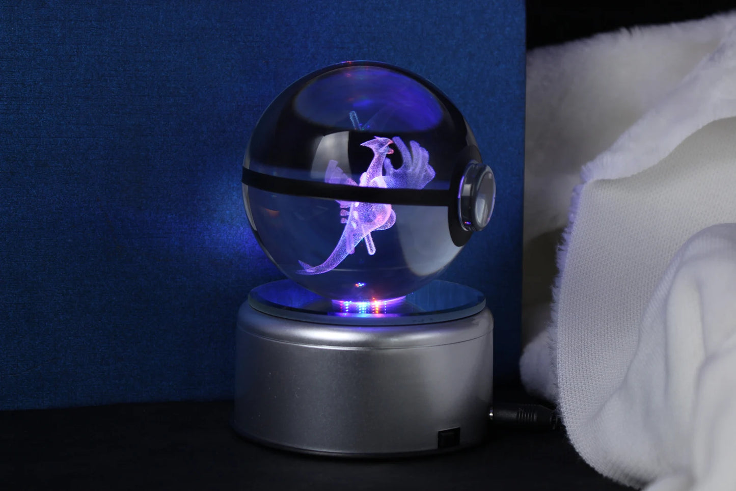 Lugia Large Crystal Pokeball 3D Laser Engraving