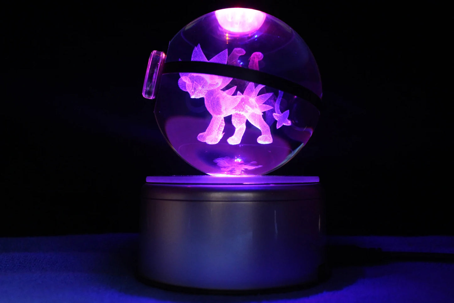 Luxray Large Crystal Pokeball 3D Laser Engraving