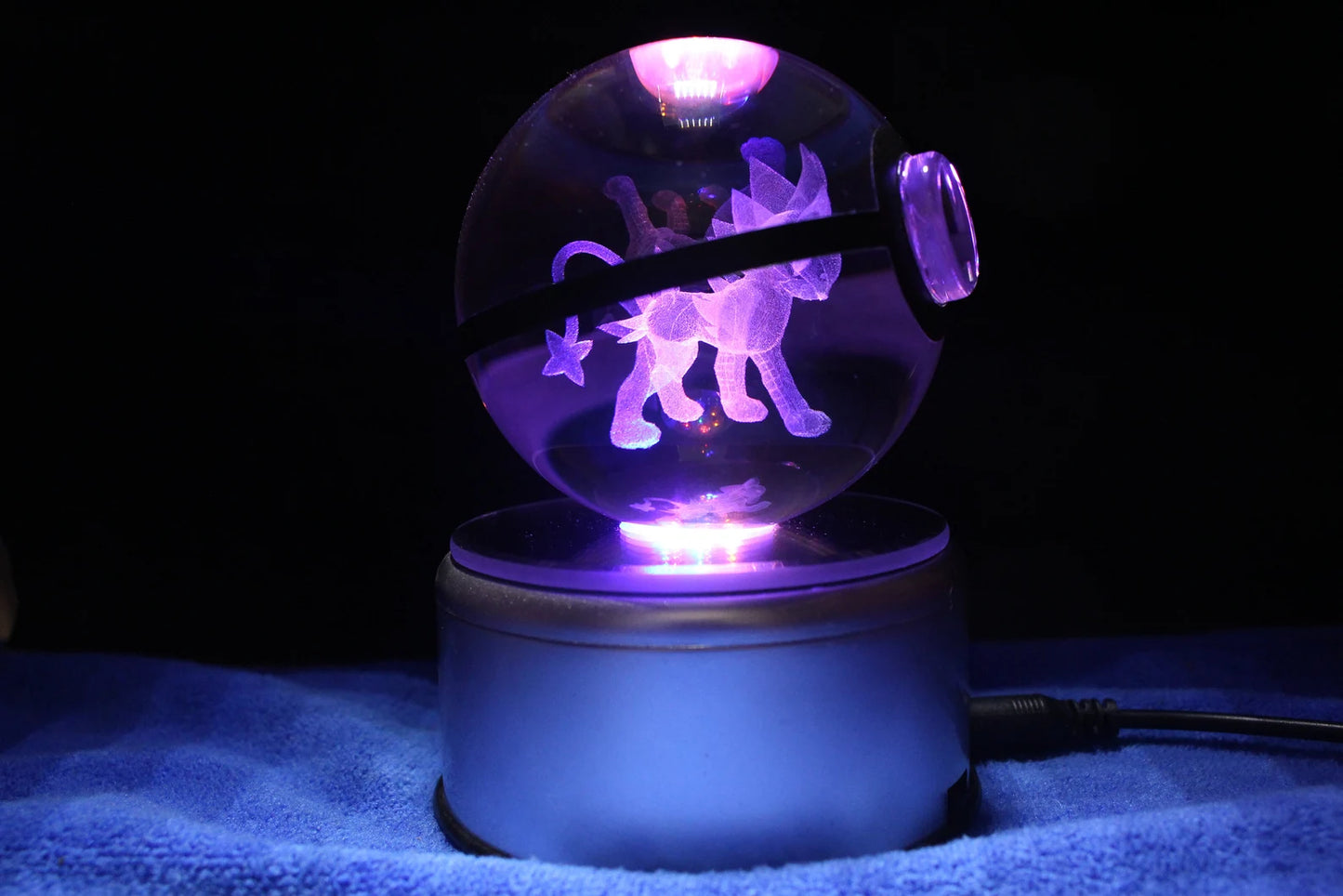 Luxray Large Crystal Pokeball 3D Laser Engraving