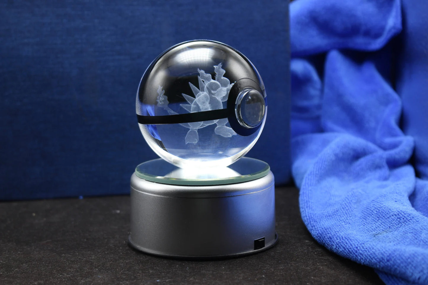 Magmar Large Crystal Pokeball 3D Laser Engraving