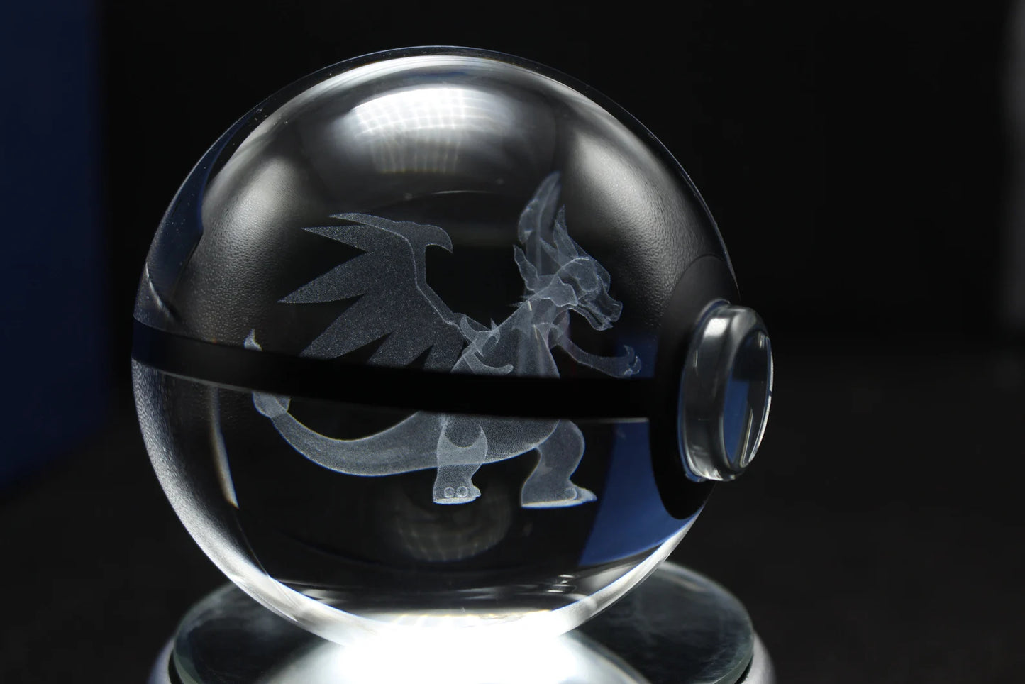 Mega Charizard X Large Crystal Pokeball 3D Laser Engraving