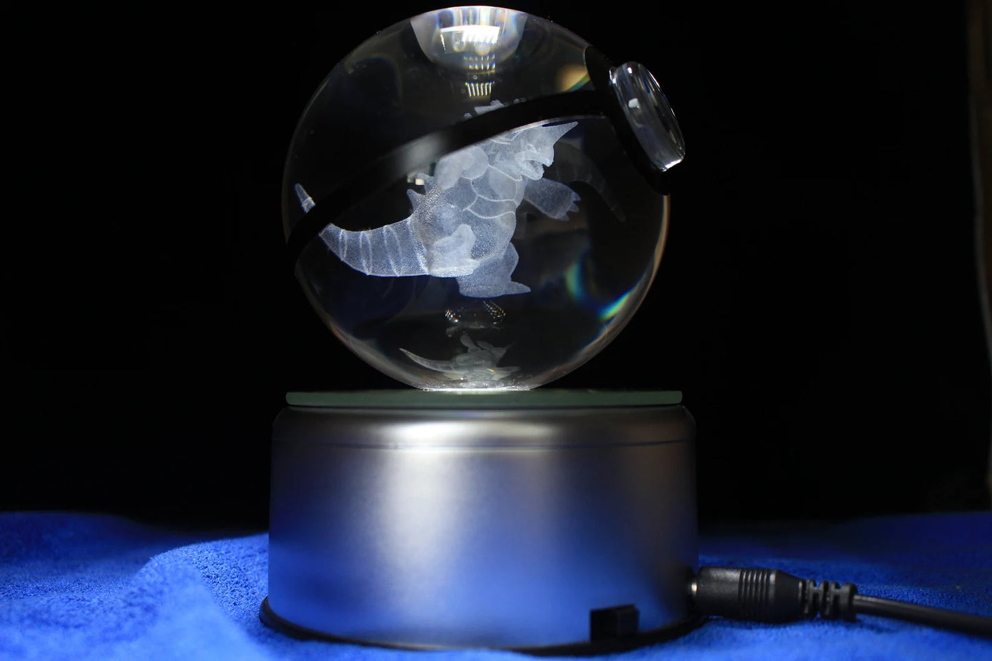 Nidoking Large Crystal Pokeball 3D Laser Engraving