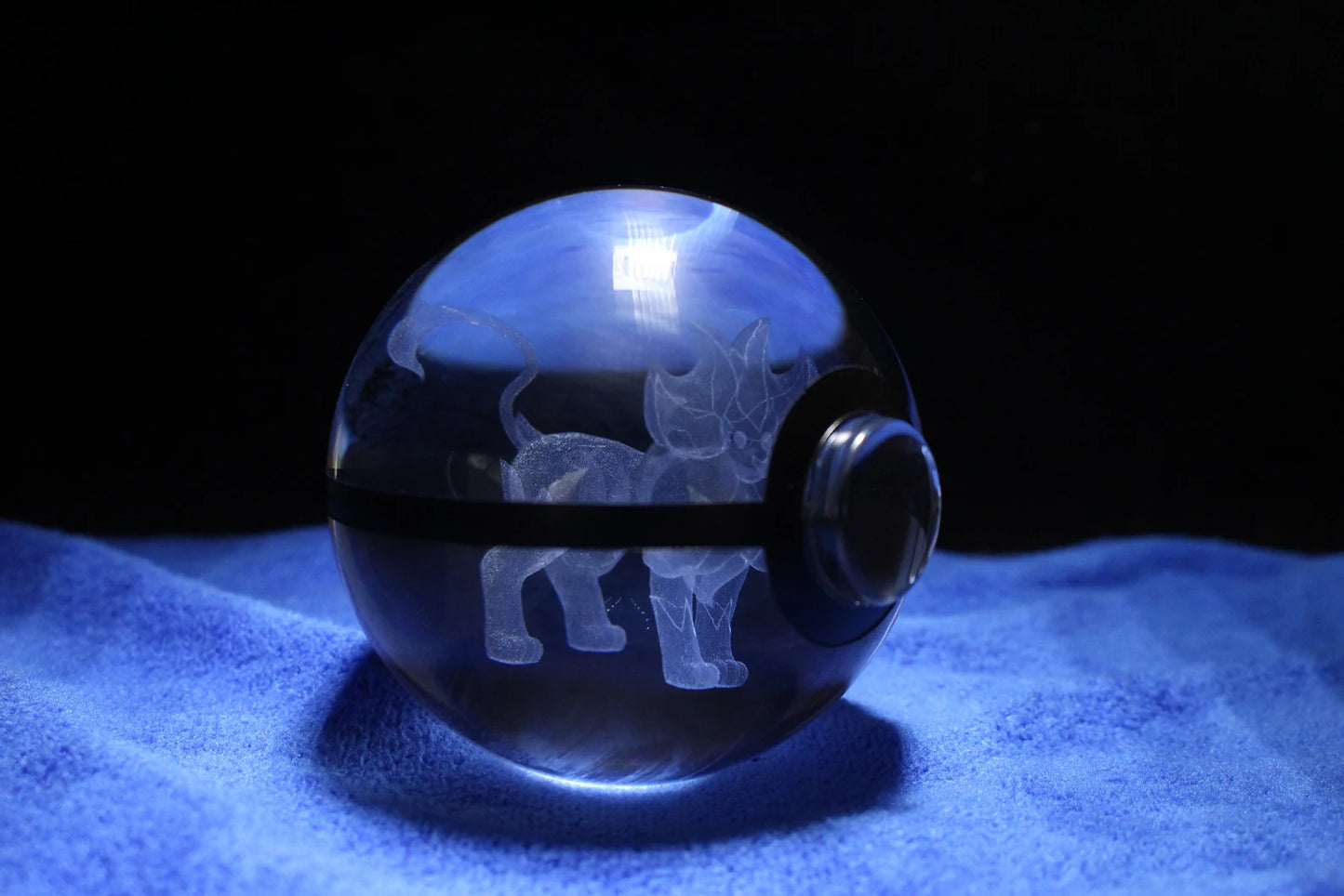 Pyroar Large Crystal Pokeball 3D Laser Engraving
