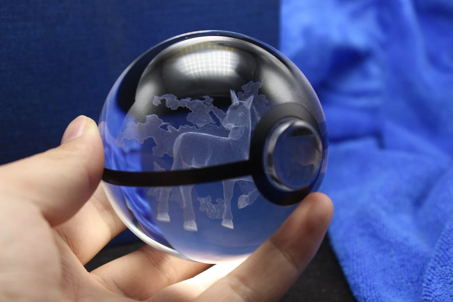 Rapidash Large Crystal Pokeball 3D Laser Engraving