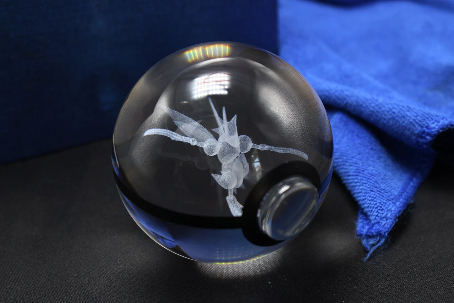 Scyther Large Crystal Pokeball 3D Laser Engraving