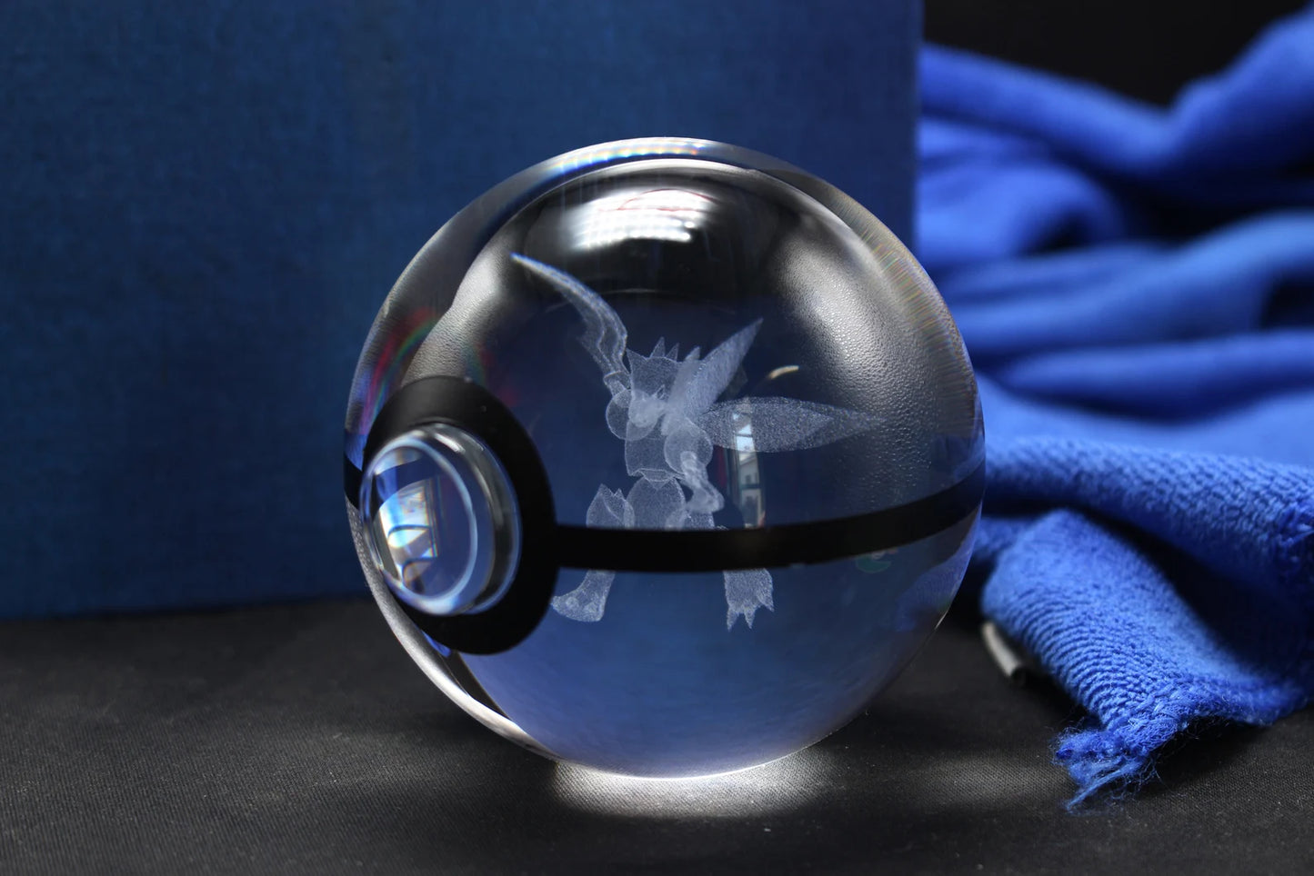 Scyther Large Crystal Pokeball 3D Laser Engraving