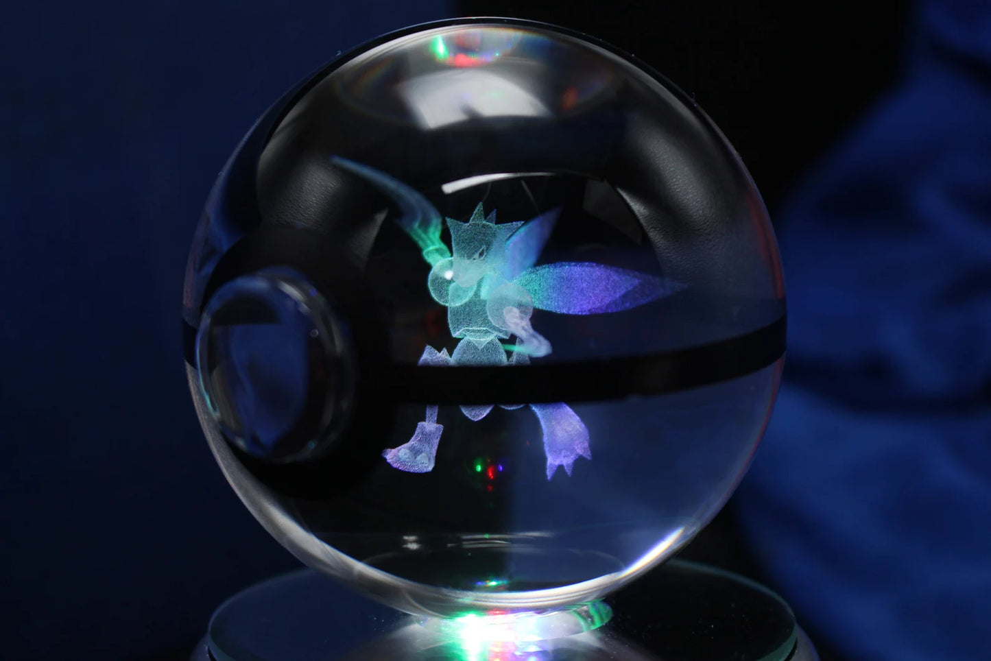 Scyther Large Crystal Pokeball 3D Laser Engraving