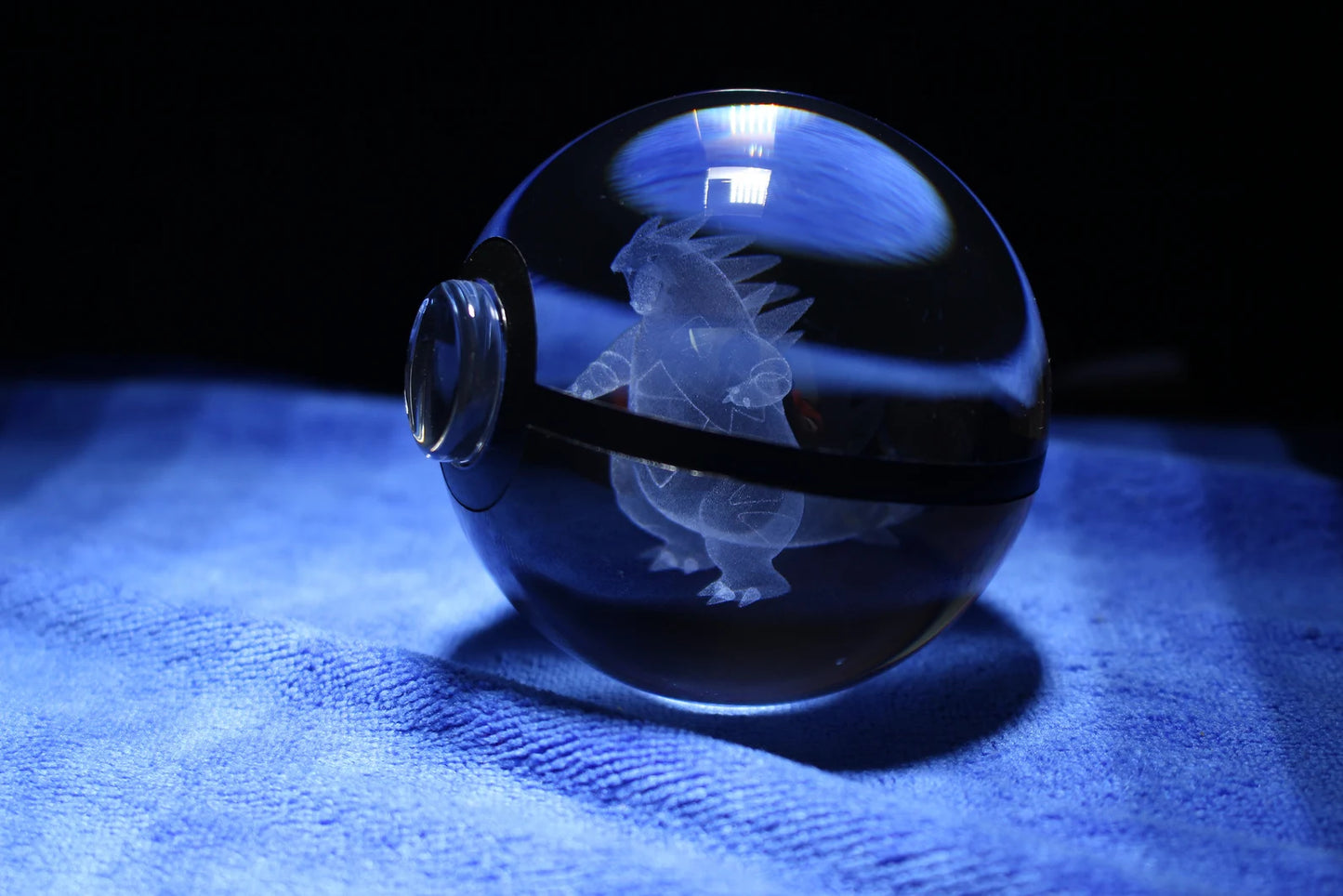 Tyranitar Large Crystal Pokeball 3D Laser Engraving