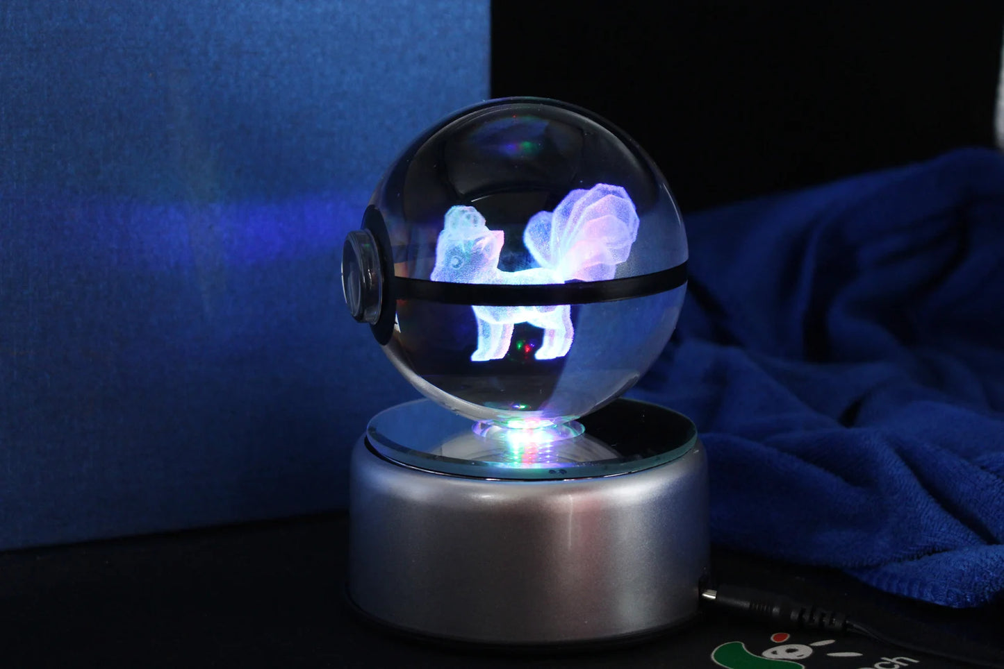 Vulpix Large Crystal Pokeball 3D Laser Engraving