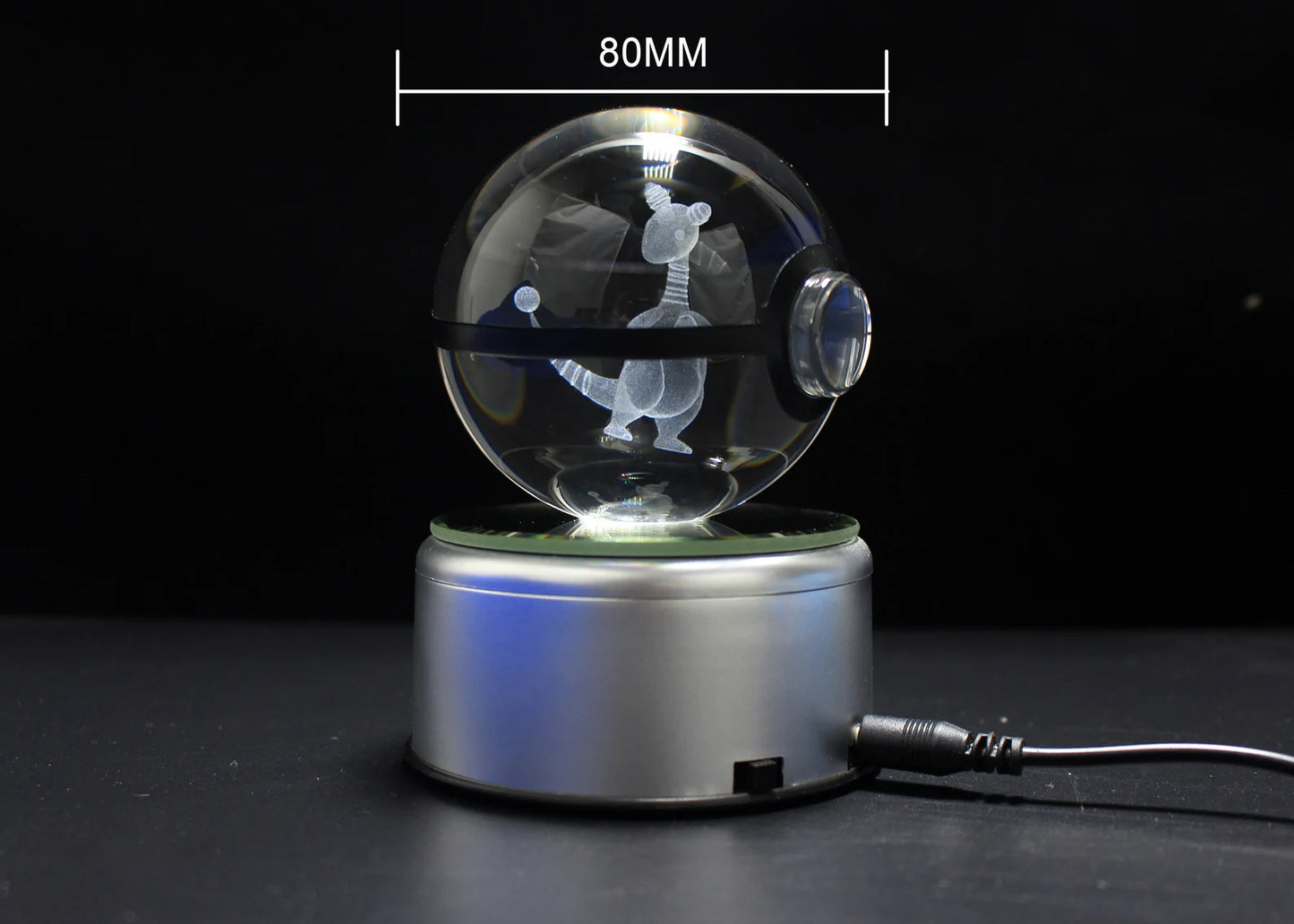Ampharos Large Crystal Pokeball 3D Laser Engraving