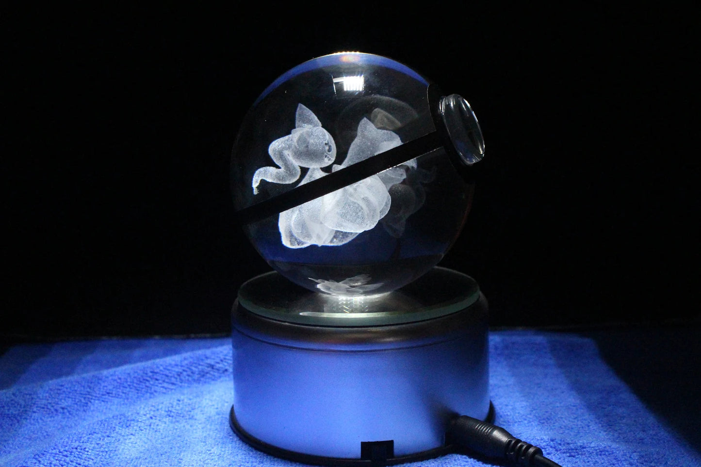 Banette Large Crystal Pokeball 3D Laser Engraving