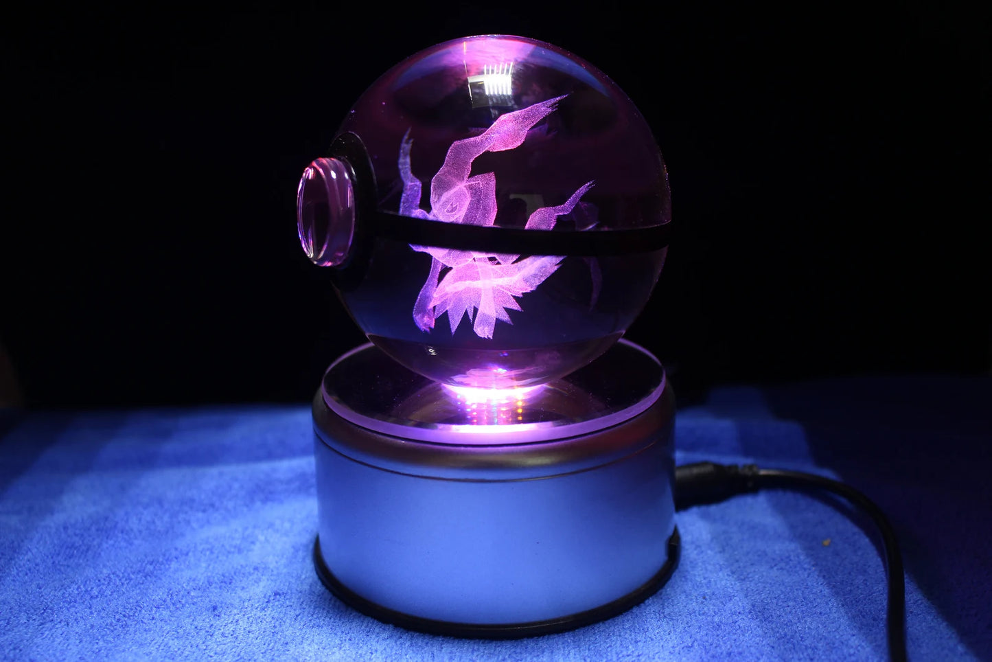 Darkrai Large Crystal Pokeball 3D Laser Engraving