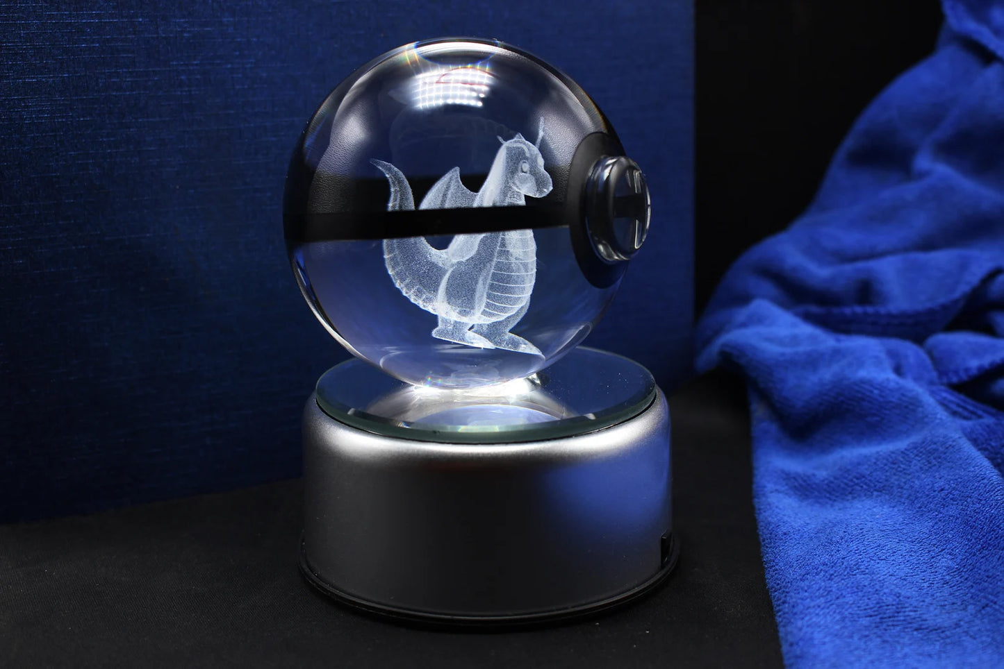 Dragonite Large Crystal Pokeball 3D Laser Engraving