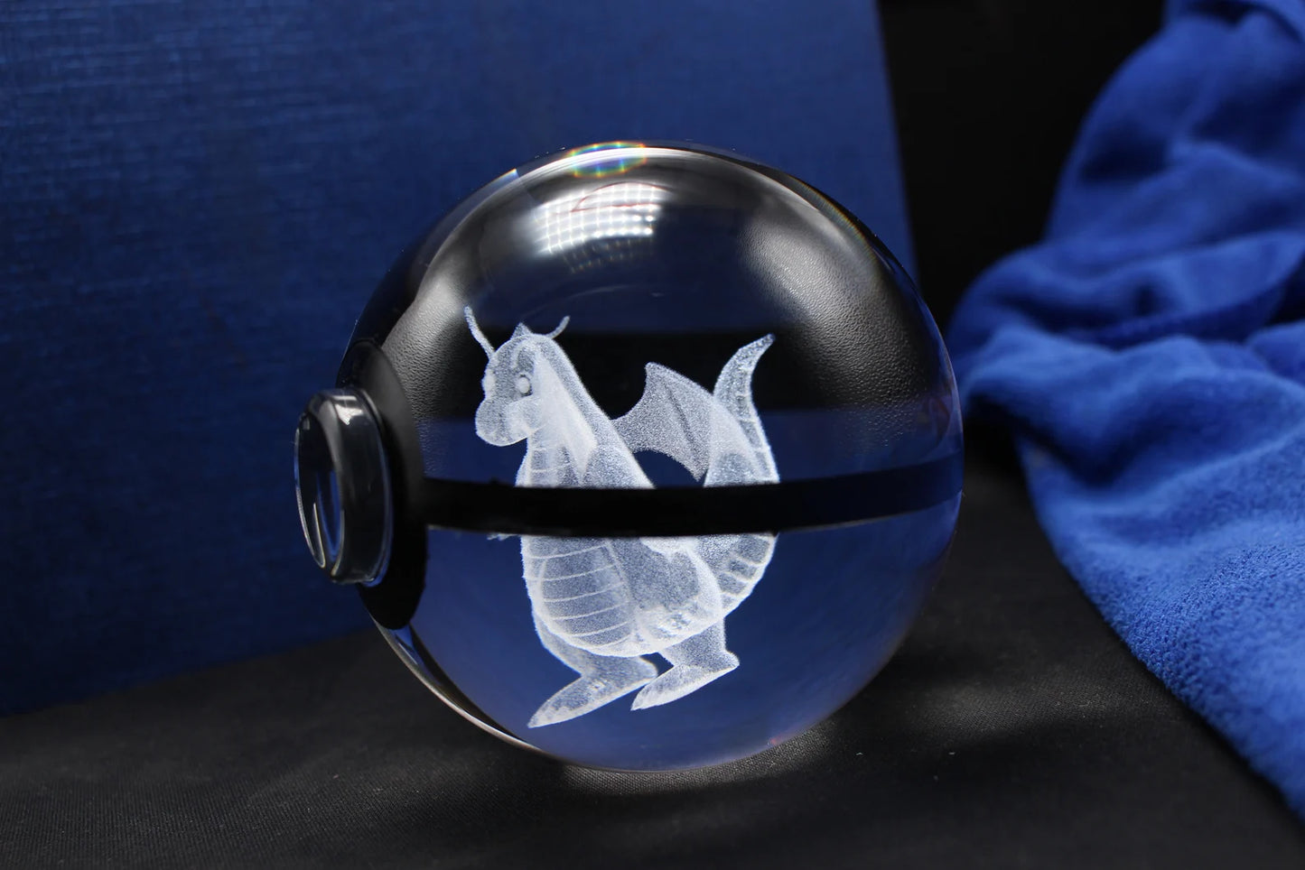 Dragonite Large Crystal Pokeball 3D Laser Engraving