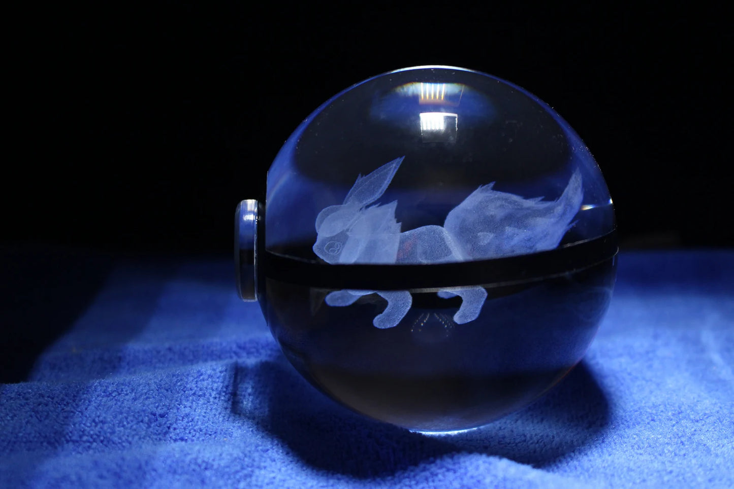 Flareon Large Crystal Pokeball 3D Laser Engraving