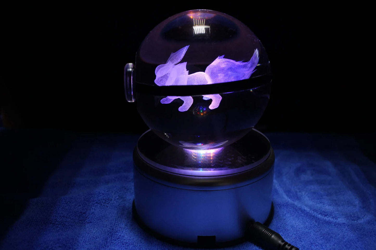 Flareon Large Crystal Pokeball 3D Laser Engraving
