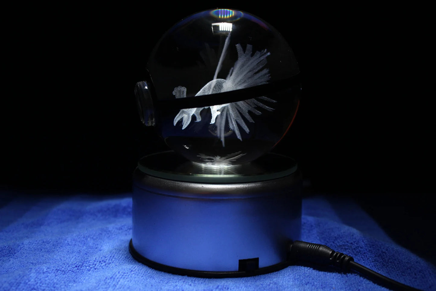 Ho-Oh Large Crystal Pokeball 3D Laser Engraving