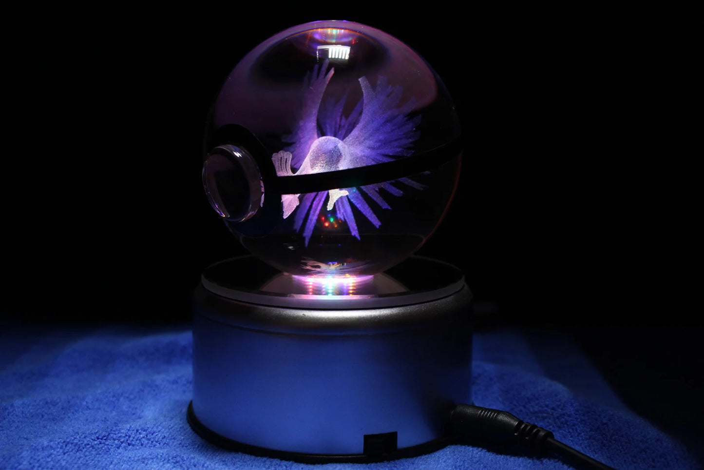 Ho-Oh Large Crystal Pokeball 3D Laser Engraving
