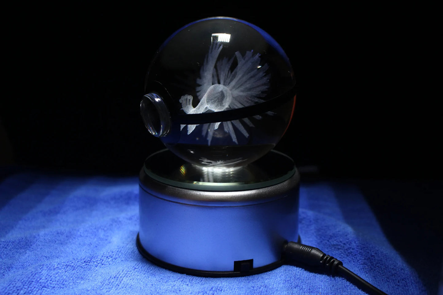 Ho-Oh Large Crystal Pokeball 3D Laser Engraving