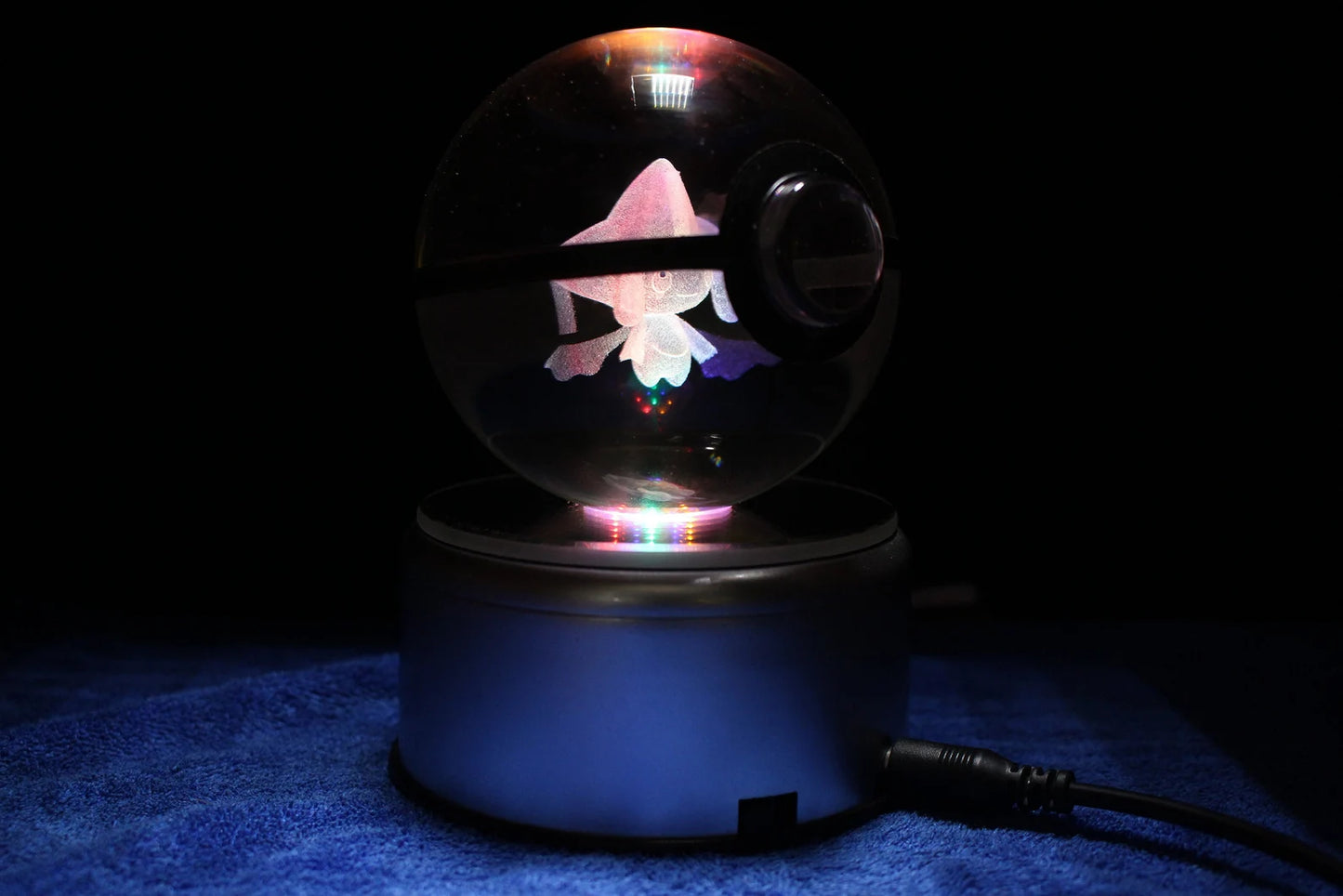 Jirachi Large Crystal Pokeball 3D Laser Engraving