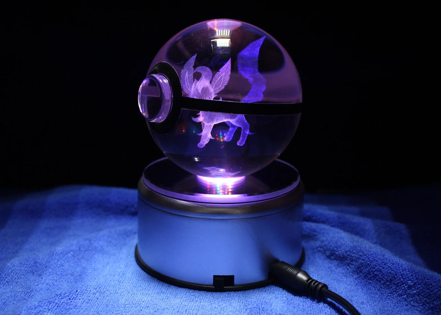 Leafeon Large Crystal Pokeball 3D Laser Engraving