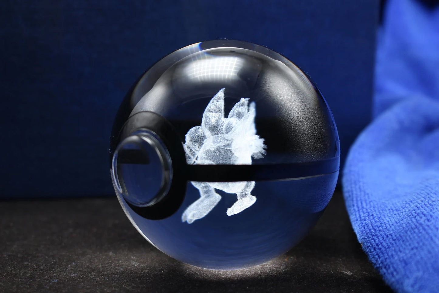 Magmar Large Crystal Pokeball 3D Laser Engraving