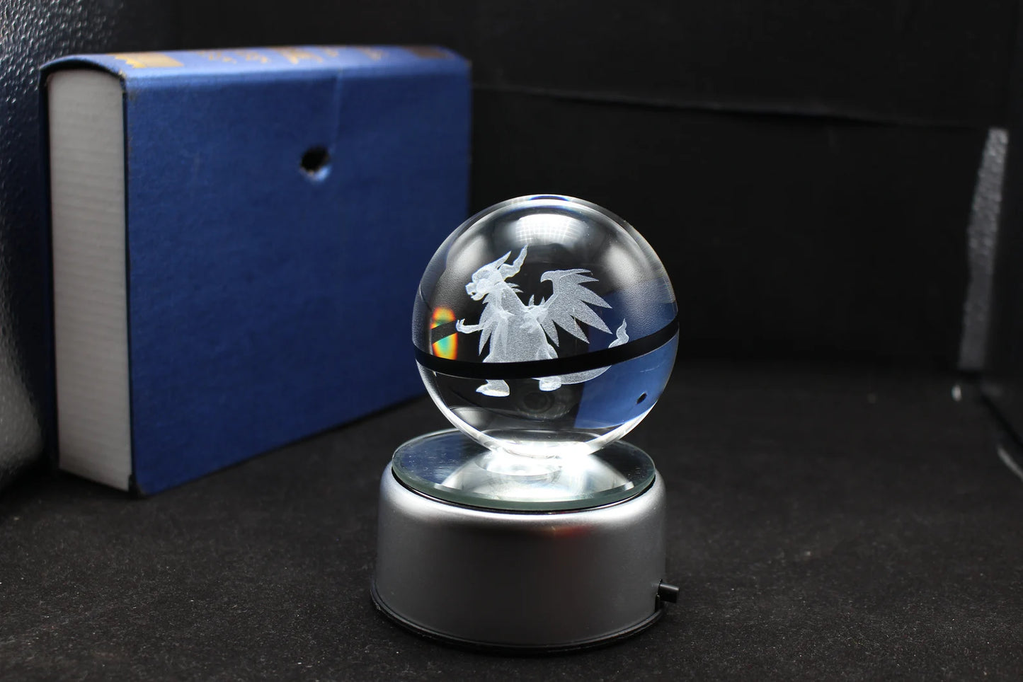 Mega Charizard X Large Crystal Pokeball 3D Laser Engraving