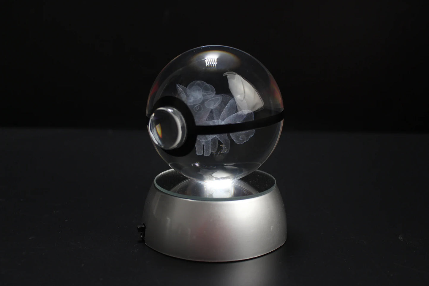 Alolan Vulpix Large Crystal Pokeball 3D Laser Engraving