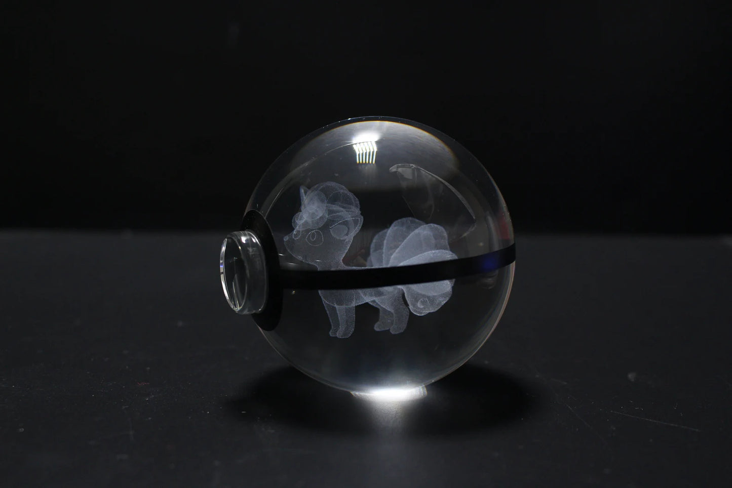Alolan Vulpix Large Crystal Pokeball 3D Laser Engraving