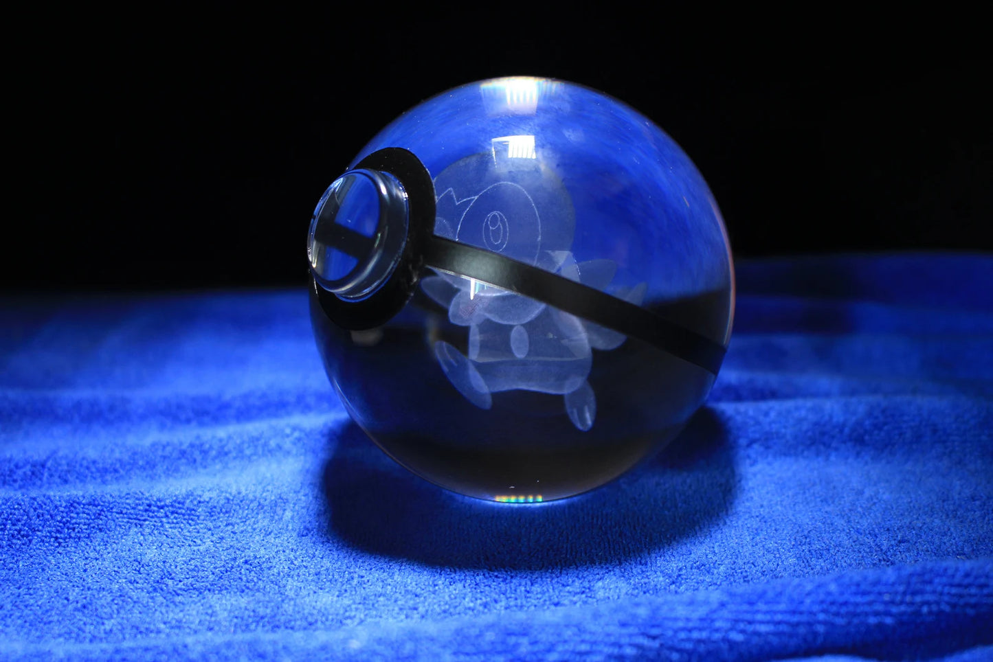 Piplup Large Crystal Pokeball 3D Laser Engraving