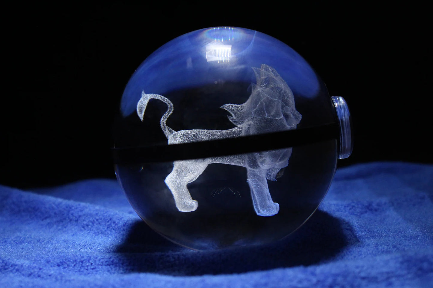 Pyroar Large Crystal Pokeball 3D Laser Engraving