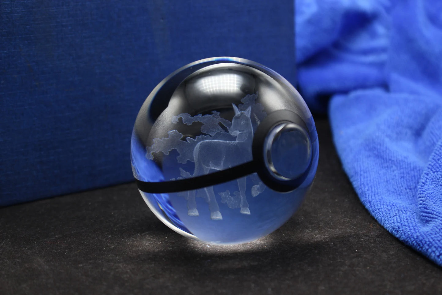 Rapidash Large Crystal Pokeball 3D Laser Engraving