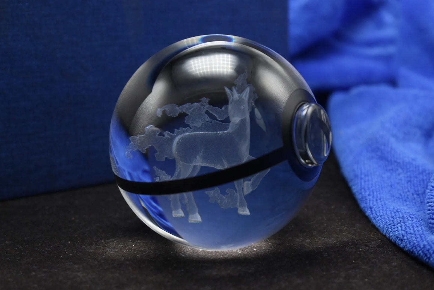 Rapidash Large Crystal Pokeball 3D Laser Engraving