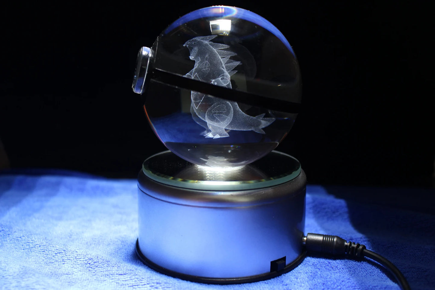 Tyranitar Large Crystal Pokeball 3D Laser Engraving